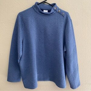 Weekends By Chico’s Gray Snap-Detail Mock-Neck Top XL